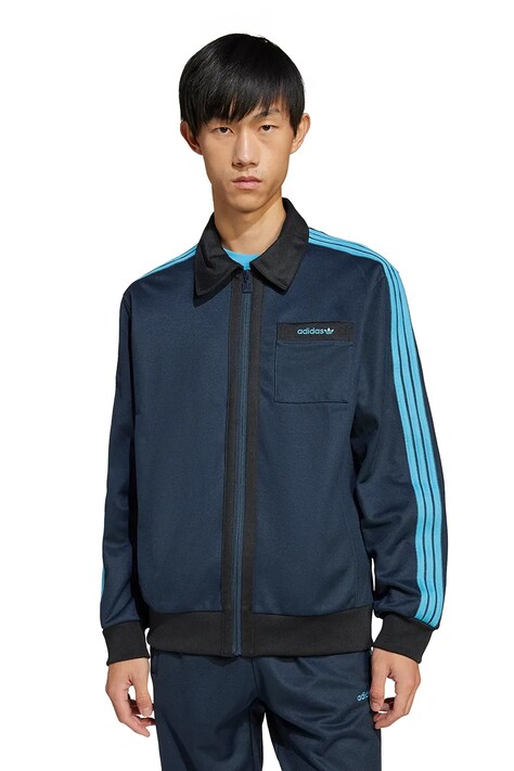 adidas Originals bluza Track Top barbati, culoarea albastru marin, cu imprimeu, JC8361