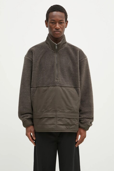 Φλις μπουφάν adidas Originals Premium Essentials Full Zip χρώμα: πράσινο, JD3344