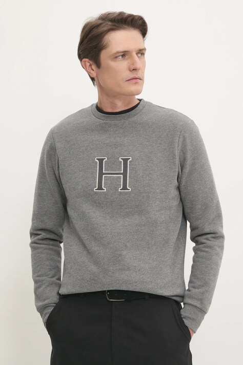 Mikina Hackett London pánská, šedá barva, melanžová, HM581311