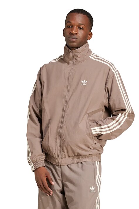 adidas Originals bluză Firebird Tracktop bărbați, culoarea bej, cu imprimeu, JP1023