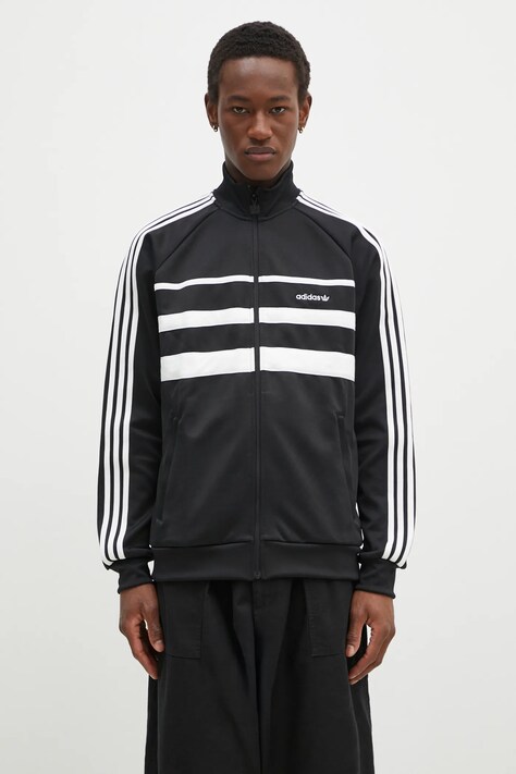 Dukserica adidas Originals First Tracktop za muškarce, boja: crna, s aplikacijom, JP1046