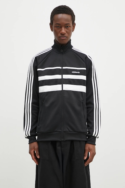 adidas Originals bluza First Tracktop barbati, culoarea negru, cu imprimeu, JP1046