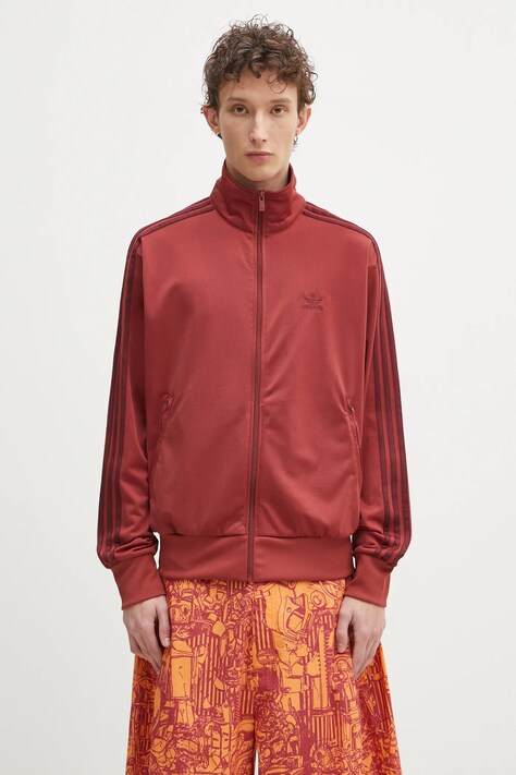 adidas Originals bluza Firebird Tracktop barbati, culoarea bordo, cu imprimeu, JP2545