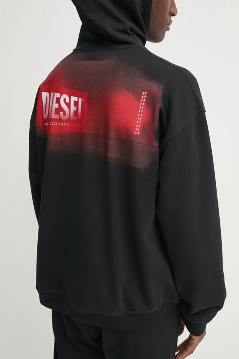 Суичър Diesel в черно с качулка с принт A17249.0HYAT