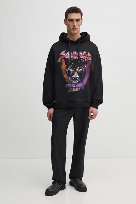 Бавовняна кофта Versace Jeans Couture — SS25-BLM0CY, чорний — фото 2