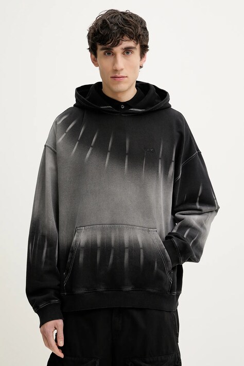 Diesel bluza S-BOXT-HOOD-R2 SWEAT-SHIRT męska kolor czarny z kapturem wzorzysta A16123.0SLBP