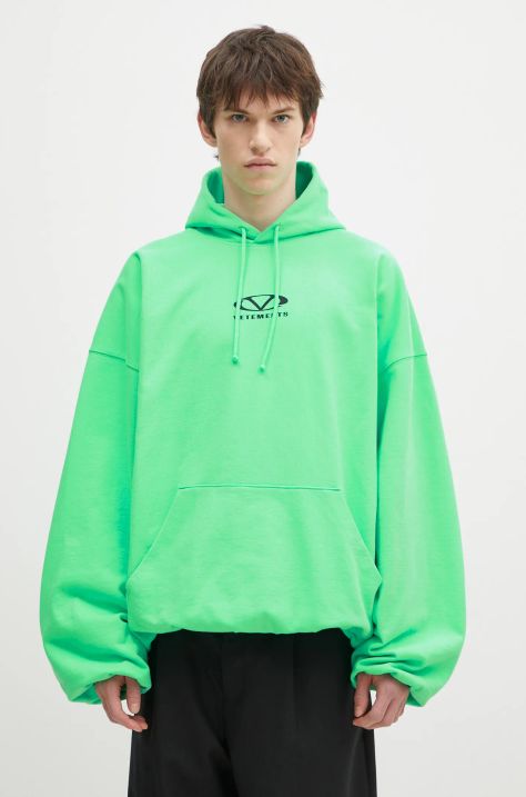 Μπλούζα VETEMENTS Oval Logo Cropped Boxy χρώμα: πράσινο, με κουκούλα, UA66HD600E