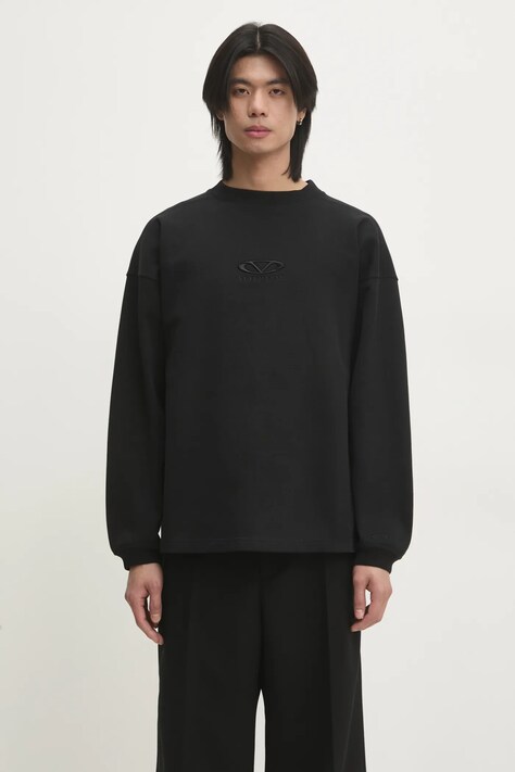 VETEMENTS bluza Oval Logo Cropped barbati, culoarea negru, cu imprimeu, UA66CW600BB