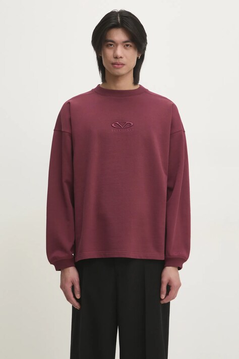 Кофта VETEMENTS Oval Logo Cropped Boxy чоловіча колір бордовий однотонна UA66CW600R