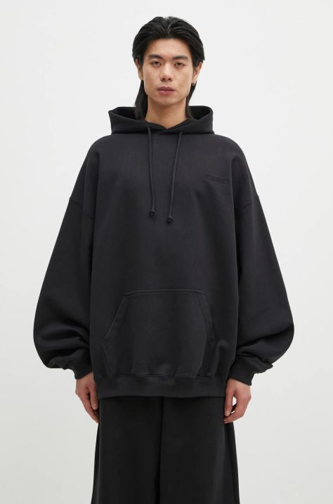 Кофта VETEMENTS Embroidered Logo Oversized мужская цвет чёрный с капюшоном однотонная UA66HD780B