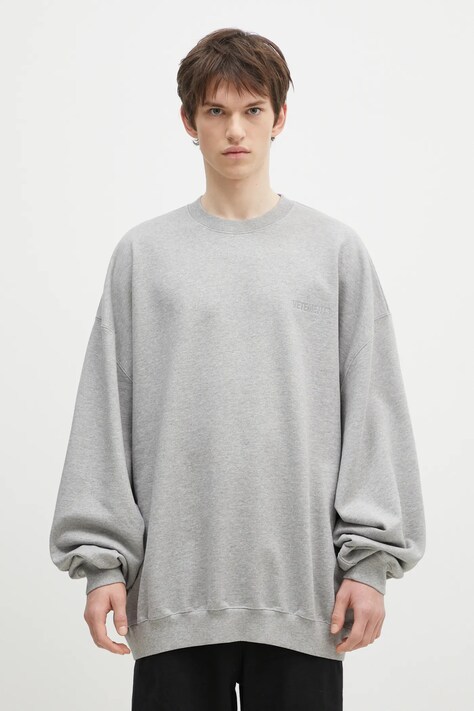 Mikina VETEMENTS Embroidered Logo Oversized pánská, šedá barva, melanžová, UA66CW640G
