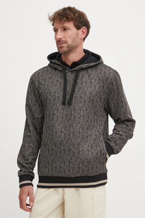 Суичър EA7 Emporio Armani в сиво с качулка с десен AF13961.7M000100
