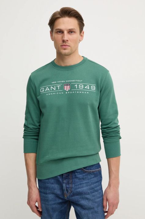 Gant bluza barbati, culoarea verde, cu imprimeu, 2044016