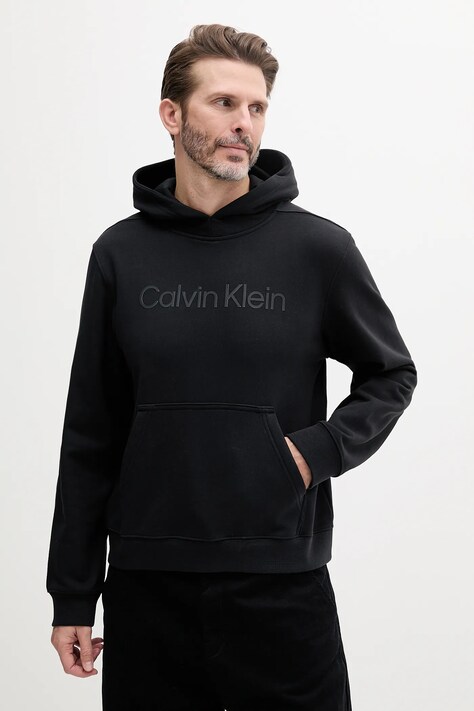 Calvin Klein Performance bluză culoarea negru, cu glugă, cu imprimeu, LVGMS5W340