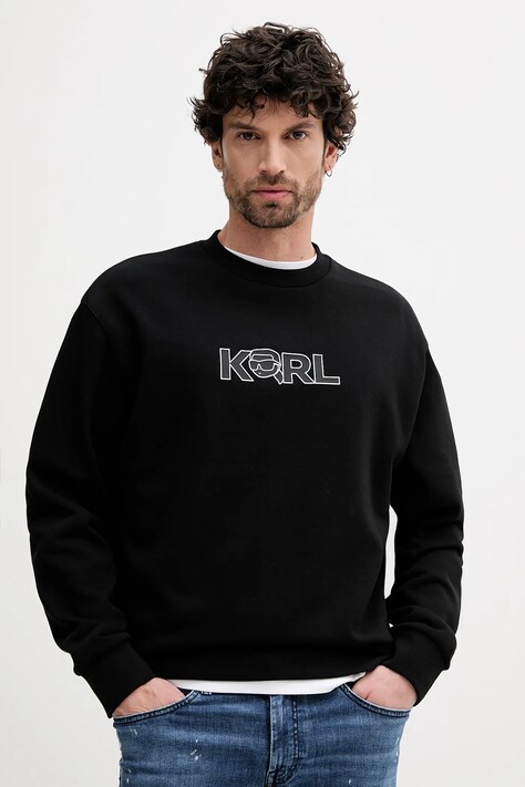 Karl Lagerfeld bluza męska kolor czarny z nadrukiem 552900.705125