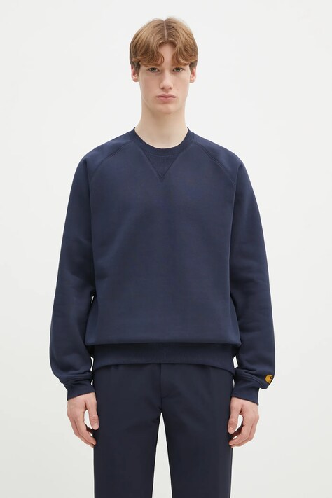 Carhartt WIP sweatshirt Chase Sweat men's navy blue color smooth I033660.2MZXX