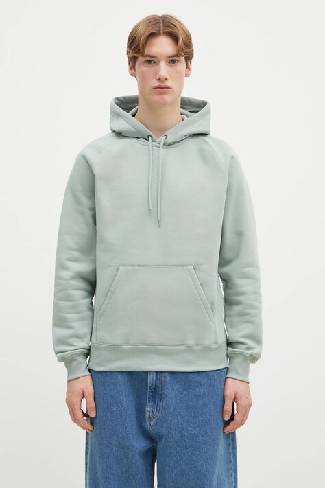 Carhartt WIP bluza Hooded Chase Sweat męska kolor turkusowy z kapturem gładka I033661.2O2XX