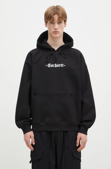 Кофта Carhartt WIP Hooded Greatest Hits Sweat чоловіча колір чорний з капюшоном з принтом I034416.0D2XX