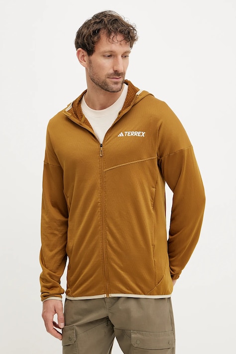 Спортен суичър adidas TERREX Xperior в зелено с качулка с изчистен дизайн JC9607