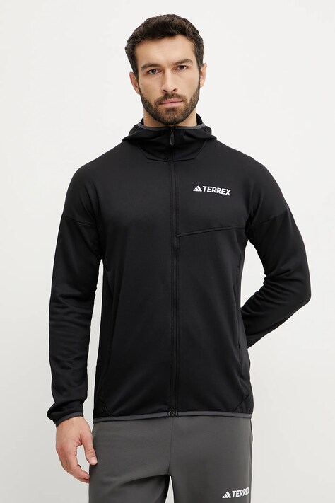 Sportovní mikina adidas TERREX Xperior černá barva, s kapucí, JE1346
