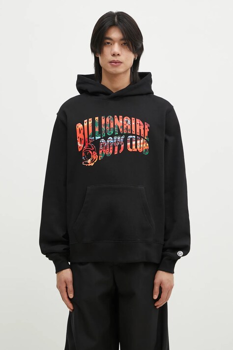 Бавовняна кофта Billionaire Boys Club Tropical Island Fill Arch Logo Popover чоловіча колір чорний з капюшоном з принтом B24446
