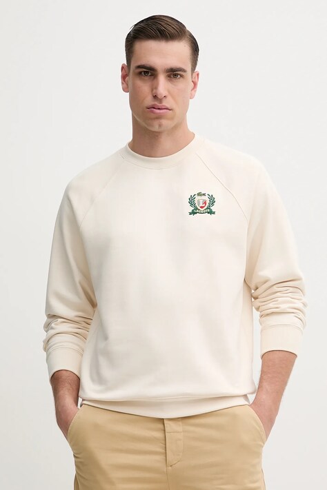 Lacoste bluză bărbați, culoarea bej, cu imprimeu, SH0028