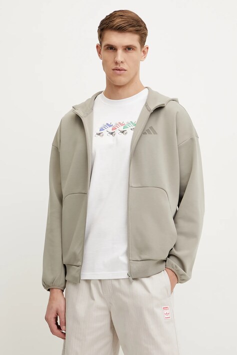 adidas bluza Future Icons męska kolor zielony z kapturem z nadrukiem JD4947