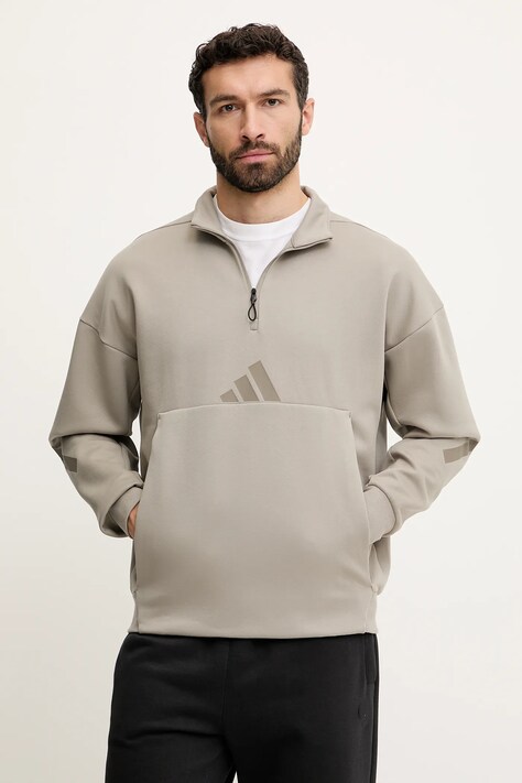 Mikina adidas Z.N.E. pánská, béžová barva, s kapucí, hladká, JD6191