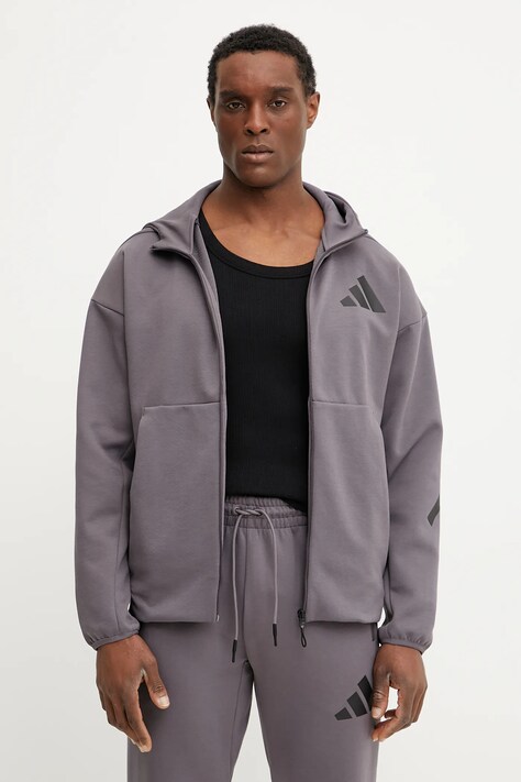 Суичър adidas Z.N.E. в лилаво с качулка с принт JD2911