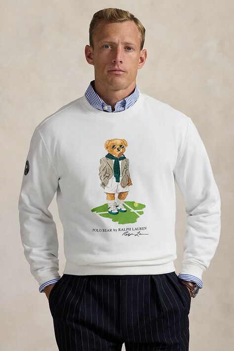 Mikina Polo Ralph Lauren pánská, bílá barva, s potiskem, 710970508