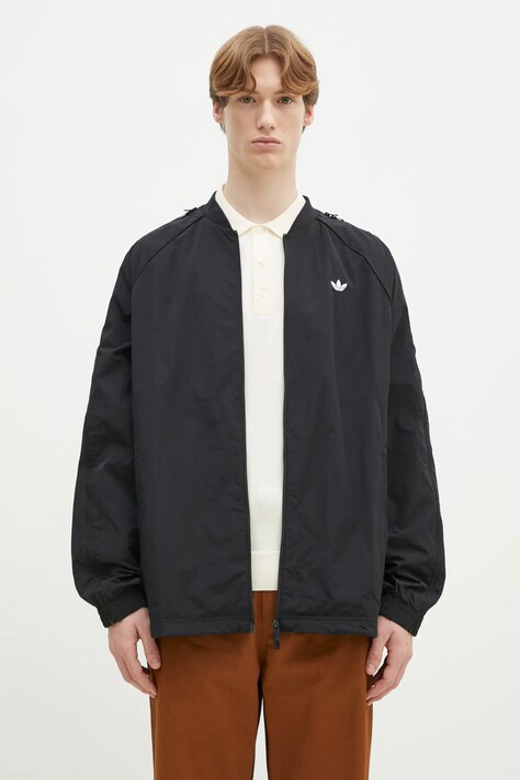 adidas Originals bluză SST TRACK TOP bărbați, culoarea negru, uni, JX1618