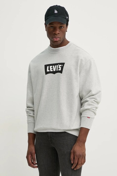 Levi's bluza bawełniana PREMIUM GRAPHIC CREW męska kolor szary z nadrukiem 000MS