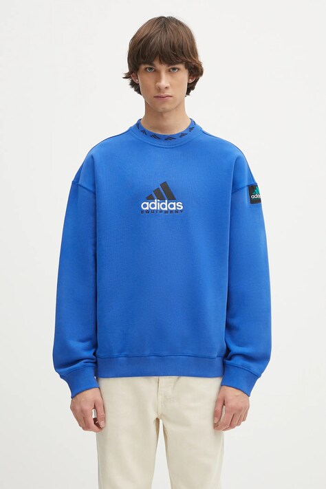adidas Originals bluza Eqt Washed Crew męska kolor niebieski z aplikacją JC8223