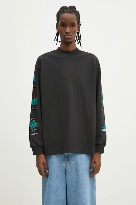 adidas Originals hanorac de bumbac EQT Gfx Tee Longsleeve barbati, culoarea negru, cu imprimeu, JN4849