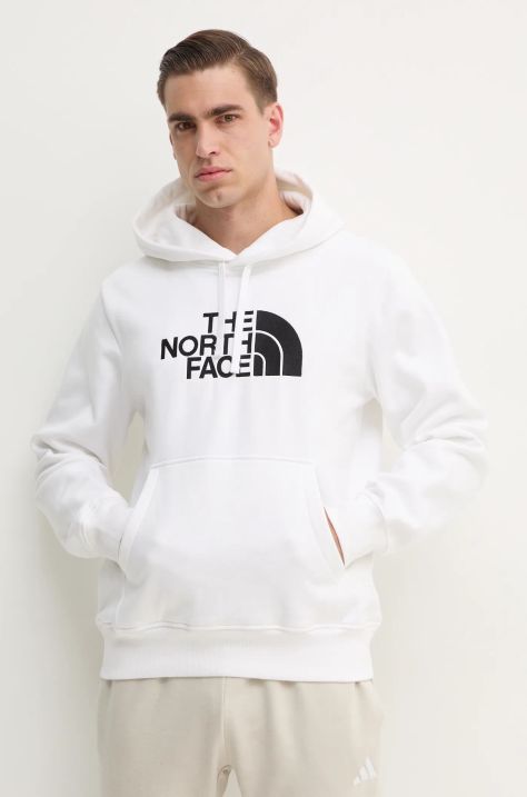 The North Face bluza Drew Peak męska kolor beżowy z kapturem z nadrukiem NF0A89EMLA91