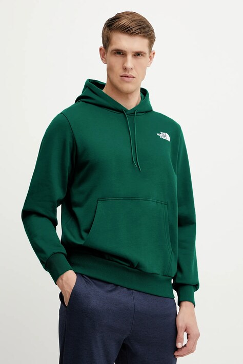 Суичър The North Face Simple Dome в зелено с качулка с принт NF0A89FC6GI1