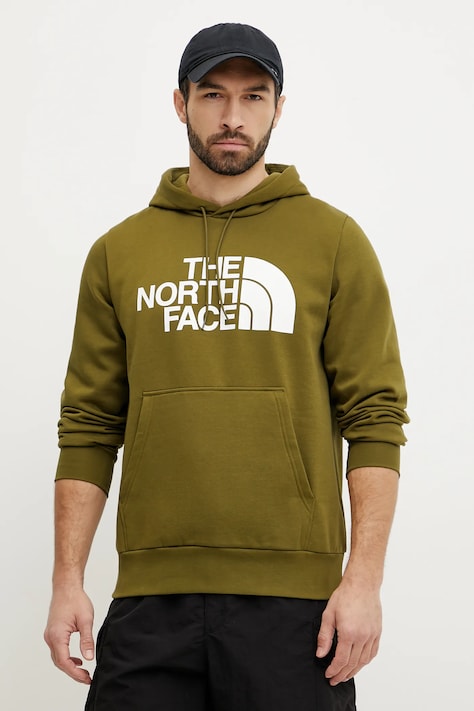 Суичър The North Face Easy в зелено с качулка с принт NF0A89FFPIB1