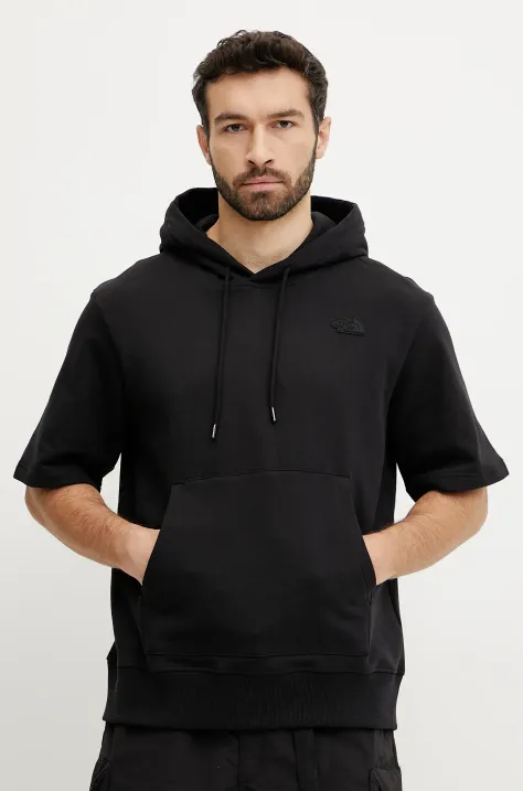 The North Face hanorac de bumbac Relaxed barbati, culoarea negru, cu glugă, neted, NF0A8BW1JK31