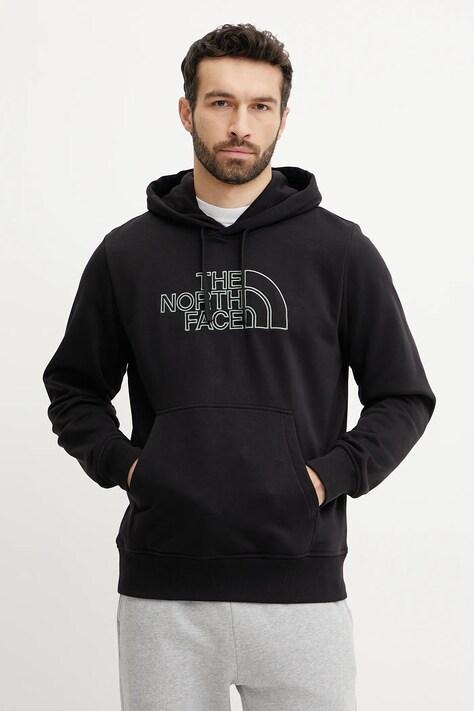 Суичър The North Face Drew Peak Light в черно с качулка с апликация NF0A8C1BASW1