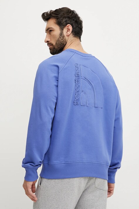 The North Face hanorac de bumbac Relaxed barbati, culoarea violet, cu imprimeu, NF0A8C366IF1
