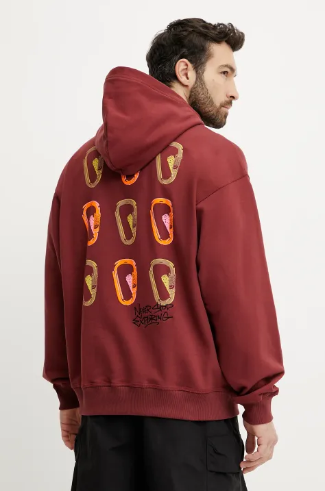 The North Face felpa in cotone Nuptse Oversized uomo colore rosso con cappuccio NF0A8C3V0VO1