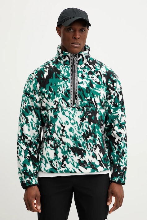The North Face hanorac fleece TNF Fleeski bărbați, culoarea verde, cu imprimeu, NF0A88XR65P1
