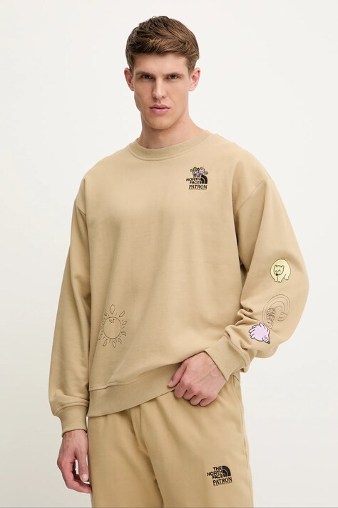 The North Face hanorac de bumbac Mountain Cleanup culoarea verde, cu imprimeu, NF0A8C2ULK51