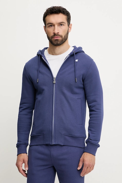 Кофта K-Way цвет синий с капюшоном однотонная K31364W