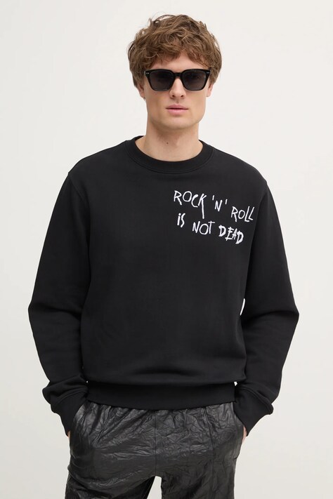 Bavlněná mikina ZADIG&VOLTAIRE pánská, černá barva, s aplikací, JMSS01255