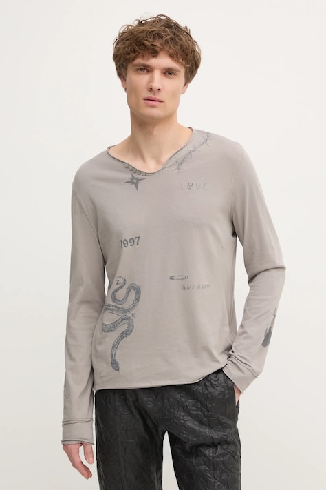 Памучна блуза с дълги ръкави ZADIG&VOLTAIRE в бежово с принт JMTN01613