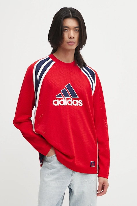 adidas Originals longsleeve Warm-Up Top kolor czerwony wzorzysty JD5376