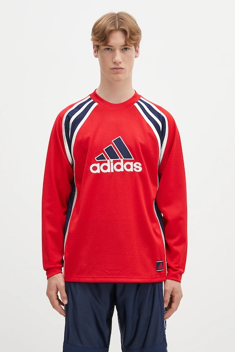 adidas Originals longsleeve Warm-Up Top culoarea roșu, cu imprimeu, JD5376