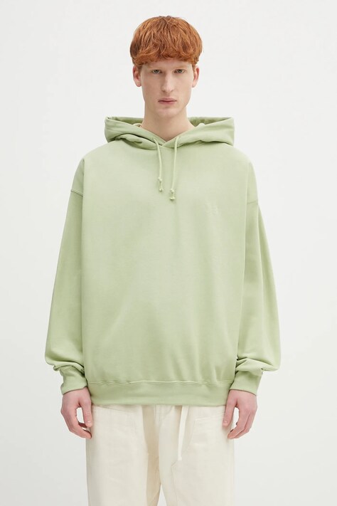 Кофта Y-3 French Terry Hoodie цвет зелёный с капюшоном однотонная JM7864