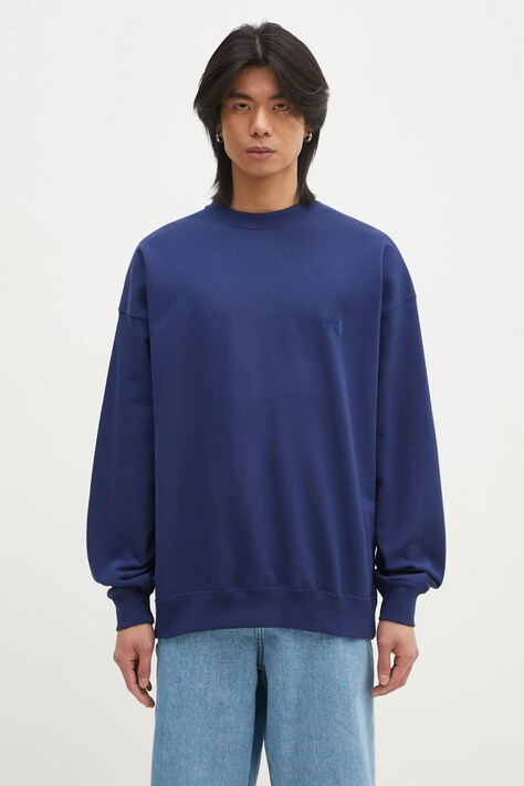 Mikina Y-3 French Terry Crew Sweat pánská, modrá barva, hladká, JM7867